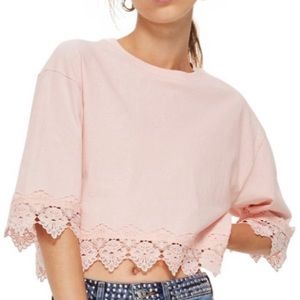 Top shop boxy lace trim top